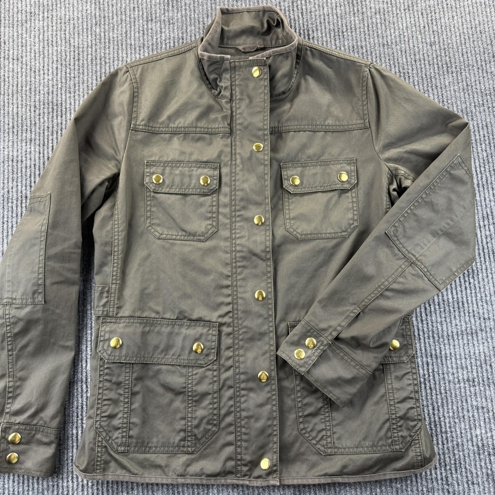 J Crew Jacket Womens‎ Small Green Utility Field Cargo Coat 100% Cotton Military